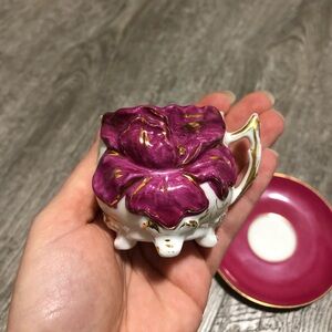 Antique tirschenreuth 647 Germany Bavaria Floral Tea Cup & Saucer pink